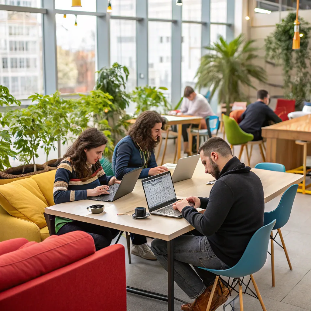People collaborating in a coworking space