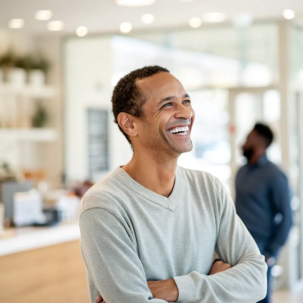 Happy customer smiling